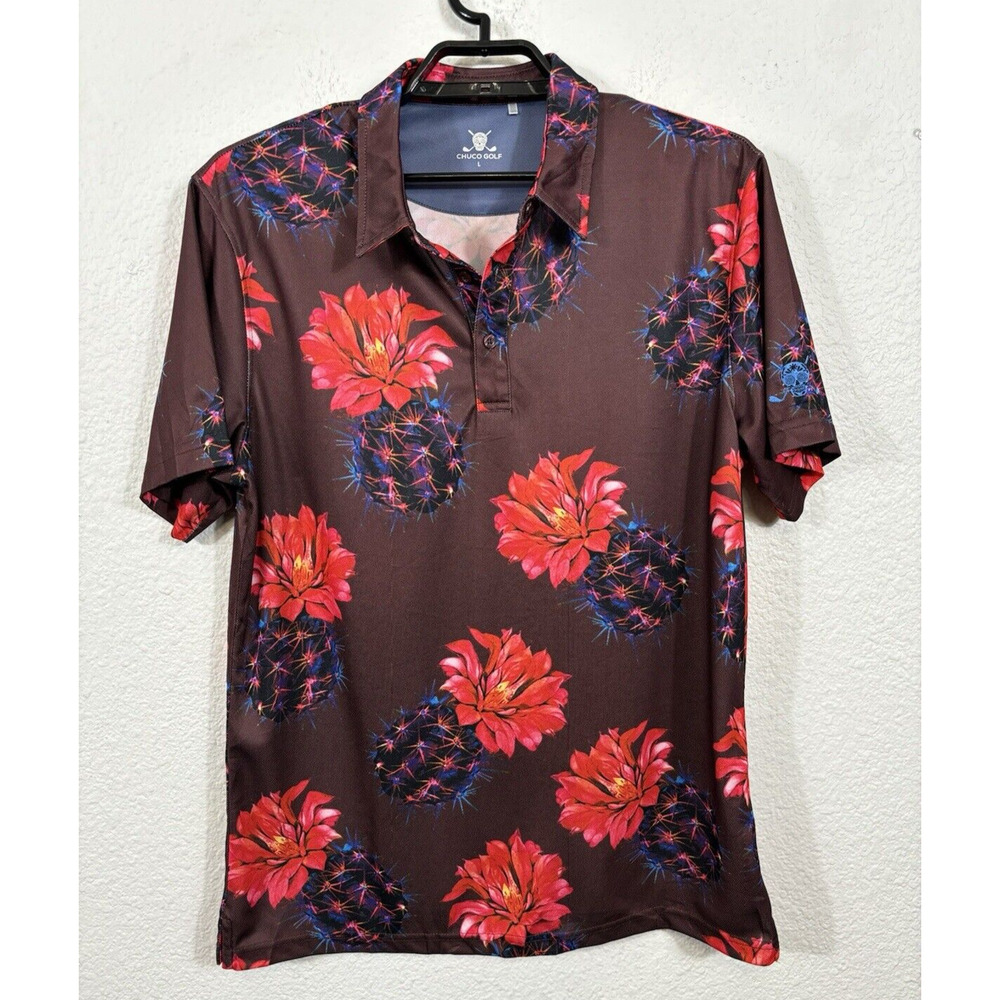 Chuco Golf Polo Shirt Mens Size Large Multicolor Floral‎ Polyester